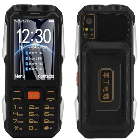 Téléphone Robuste, Téléphone Portable Senior à Gros Boutons, Téléphone Portable à Son Fort pour Personnes âgées, avec Double LED, Quatre Cartes, Quatre Veille, Grande Batterie 18