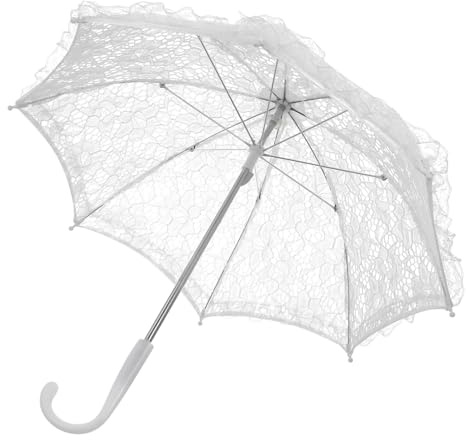 Amosfun Regenschirm aus Spitze hochzeitsdeko hochzeitsschirm Vintage Spitzenschirm dekorativer Regenschirm klare e weiß weiße e Mini Bastelschirm