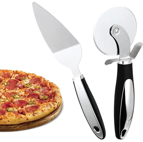 Wenrescry Pizzaschneider Set - Ergonomischer Pizzaroller aus Edelstahl, Rutschfest, Vielseitig Einsetzbar, Spülmaschinenfest, Einfach zu Reinigen, Ideal für Pizza, Teig, Kuchen und Mehr