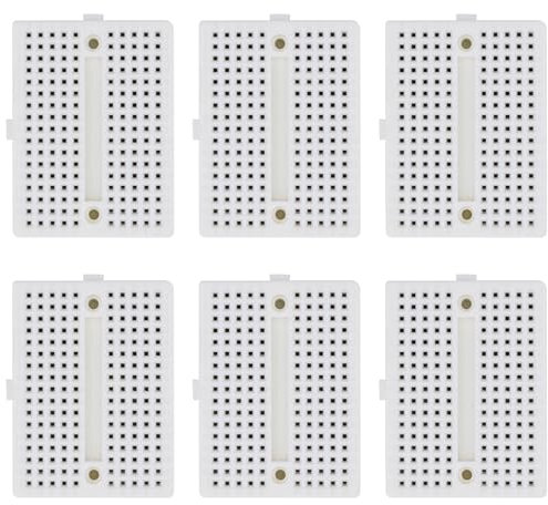 6 Pack Mini Breadboard 170 Tie Points Small Solderless Prototype PCB Board (White)
