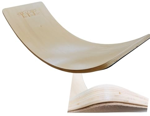 Balance Board mit Fingerschutz Balancierbrett aus Holz 80x30 cm Wackelbrett für Kinder Erwachsene Yoga Fitness Racker mit Filz-Seite (schützt Parkett, Dielen und Fliesen)