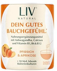 LIV Darm Komplex - 10 Mrd. darmspezifische Bakterienkulturen/Portion, Akazienfaser, B-Vitamine & Ashwagandha KSM-66® | aus echtem Fruchtsaftpulver
