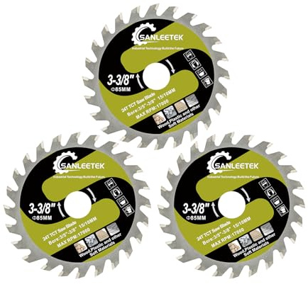 SANLEETEK Lame de Scie Circulaire - 3pcs 85mm Disque Carbure Bois Disque à Tronçonner pour Bois Plastique pour Meuleuse d'angle