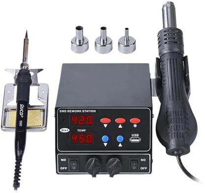 WESLNN 800W SMD Soldering Station Quick Heat 3 In 1 Heat Gun USB Interface LED Display Solder Iron BGA Rework Welding Station(KIT6)