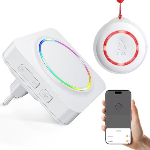 COTINSE Tuya, pulsante di emergenza per anziani, pulsante di emergenza intelligente WiFi, campanello di emergenza, campanello di emergenza, infermieristica, allarme antipanico anziano, 1 ricevitore +