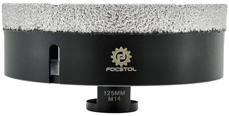 FOCSTOL Diamant Fliesenbohrer 125mm - Diamant Lochsäge für Porzellan Keramik Fliesen Marmor Granit M14 Gewinde für Winkelschleifer