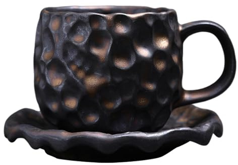 Juego de tazas de café retro de 500 ml, taza de café y platillo de cerámica, taza de café hecha a mano, taza de café con leche, juego de tazas de té divertidas, taza de café de cerámica, taza de café