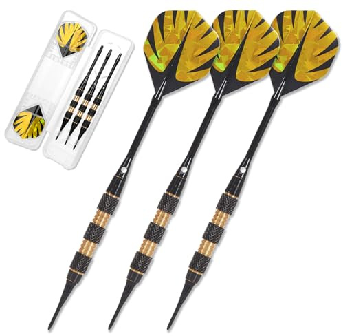 Yirinatek Präzisions Dartpfeile mit Aufbewahrungsbox, 3 Hochwertige Dartpfeile mit Kunststoffspitze, Robuste Dart Pfeile Softdarts für Elektronische Dartscheiben, Dart Zubehör