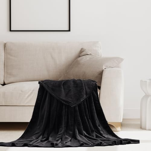 STGAO Fleecedecke 100 x 100 cm Viele Farben Einfarbig Wohndecken Leichte Bequeme für Bett Sofa Schlafzimmer Büro, Schwarz