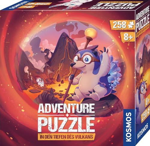 Kosmos Adventure Puzzle In den Tiefen des Vulkans, 258 Teile | Interaktives Abenteuerpuzzle für Kinder ab 8 Jahre, Abenteuergeschichte mit jedem Puzzleteil entdecken