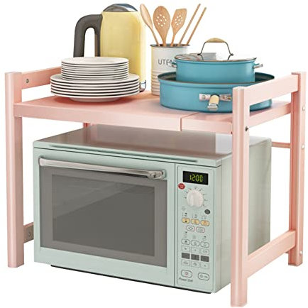 Adjustable Microwave Oven Rack with Extendable Shelf Kitchen Storage nizer Stand for Countertop Space Saving Microwave Shelf Stand
