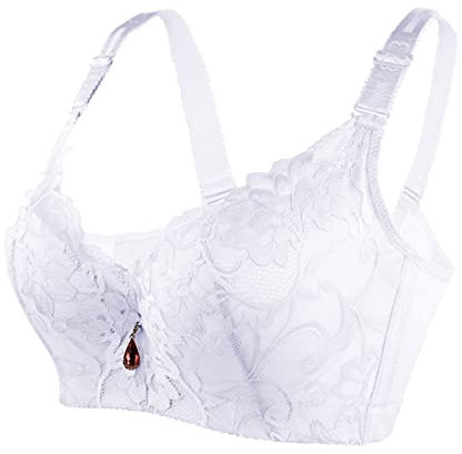 Women's Full Cup Thin Underwear Plus Size Five Breasted Wireless Sports Bra Lace Bra Chest Cover Cup Large Vest Bras Women's Set, White, 36D