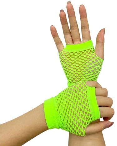 Uteruik Fingerlose Netzhandschuhe für Damen, kurze Fäustlinge für Abend, Hochzeit, Teeparty, Abschlussball, Cosplay, grün, Einheitsgröße