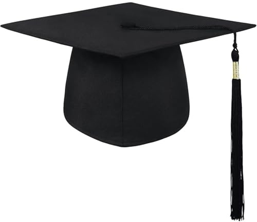 Fllyvly Bachelor Hut Doktorhut Absolventenkappe, Graduation Cap für Studium und Abitur, Universität und Hochschule, Verstellbarer Abschluss Hut mit Quaste, Einfach und atmosphärisch Schwarz, Unisex