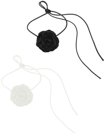 FUGLUS 2 Stück Blumen Choker Halskette,Elegant Rosen Choker, Blumen Halskette Choker,Halsband Blumen Gothic für Frauen und Mädchen, Perfektes Accessoire für Partys,Hochzeiten und Täglichen Gebrauch