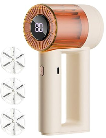 Qiwieod Depilador Eléctrico de Telas | Quitapelusas para Ropa y Afeitadora de Tejidos | Cortadora De 6 Hojas con 3 Velocidades Recargable Pantalla LED Eliminador De Bolitas para Prendas Suéteres