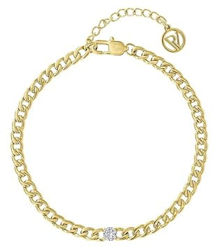 PAUL VALENTINE - Damen Armband Edelstahl - Vergoldet/Golden - Zirkonia Anhänger - PV-B0001