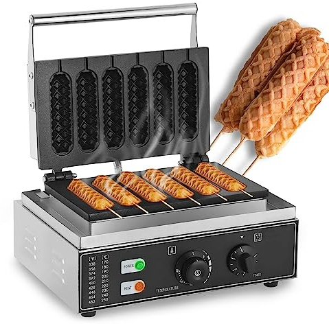 Máquina para hacer wafles de 1550 W para hot dogs franceses, plancha antiadherente, prensa para palitos de queso, control de temperatura y temporizador, para muffins franceses