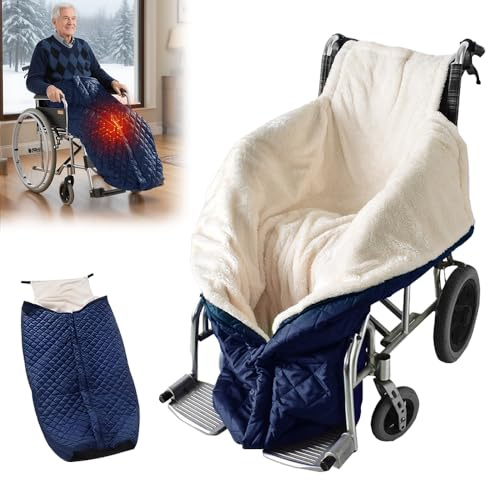 Rollstuhl Fußsack, Rollstuhldecke, Verdickter Fusssack für Erwachsene Roll-stuhl, Schlupfsack Rolstuhl, Ro-llstuhl Wärmesack mit Reißverschluss,Schlupfsack für Ro-llstuhlfahrer Erwachsene Winter, Blau