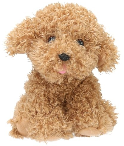 Depesche 13863 TOPModel Fur Ever Friends - Kuscheltier Hund Holly, mit lockigem Fell in Hellbraun, ca. 16 cm großes Plüschtier, Braun