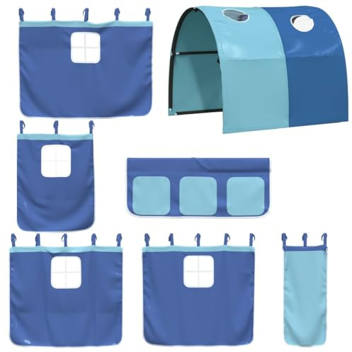 Tomostar Vorhang für Hochbett, Himmelsvorhang für Etagenbett, Kinder, mit Tunnel, Blau, Polyester