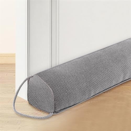 YAYODS Zugluftstopper für Türen & Fenster 92cm - 1kg Schwer Dreieckige Türdichtung in Leinen-Optik - Schutz gegen Kälte, Lärm & Staub - Energiesparend & Geräuschisolierend, Grau