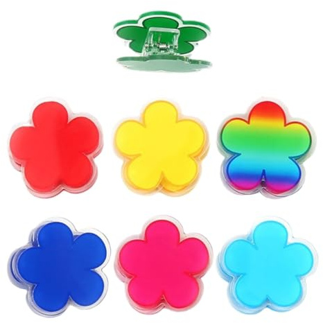 Ciieeo Lot de 7 Pinces à Reliure en Acrylique Multicolores Forme Fleur, Clips de Fermeture pour Paquet Alimentaires et Attaches de Papier, Mignonnes et Réutilisables, pour Bureau