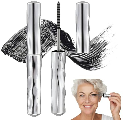 Mascara für ältere Frauen,2026 Neu 3D Curling Eyelash Iron,Metallbürste Iron Eye Mascara,Wasserfest Iron Eye Mas cara Volumengebende Wimperntusche Schnell Trocknend und Wischfest,2pcs