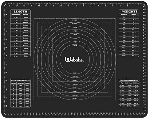Webake Tapete de silicona para hornear 50 x 40 cm Reutilizable Antiadherentes Lámina de Tapetes para Láminas de Horno Papel de horno para fondan Negro