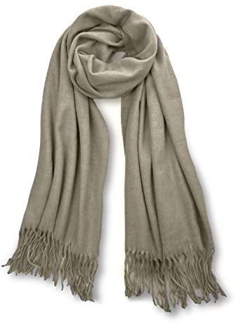 Neverless Strickschal mit Fransen einfarbig lang XXL Wollschal Oversized Winterschal Herren Damen Unisex