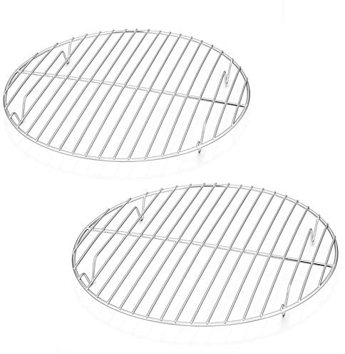 E-far 10½ Inch Round Cooling Cooking Racks, Stainless Steel Round Steaming Baking Rack Set of 2, Multi-Purpose for Canning Air Fryer Pressure Cooker, Dishwasher Safe