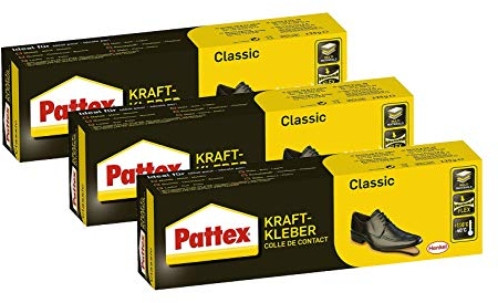 Pattex Kraftkleber Classic, extrem starker Kleber für höchste Festigkeit, Alleskleber für den universellen Einsatz, hochwärmefester Klebstoff (3x 125 g)