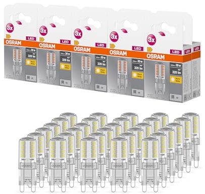 Osram BASE LED Lampe PIN, Pinlampe mit G9 Sockel, 2,60 W, Ersatz für 30W-Glühbirne, Warmweiß (2700K), 10er-Pack