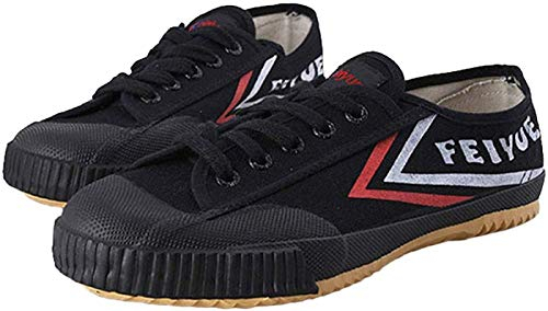 ZKHD Unisex Tai-Chi Sneakers Erwachsene Kinder Kampfsportschuhe Klassische Kung Fu Schuhe Mode Anti-Rutsch-Canvas-Turnschuhe,Black-43EU