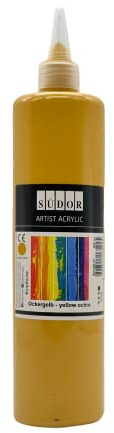 PINTURA ACRÍLICA 500 ml - Pintura altamente pigmentada. Pintura de artista opaca para madera, piedra, lienzo, papel, tela, cuero, metal, colada. pintura para todo uso (amarillo ocre amarillo)