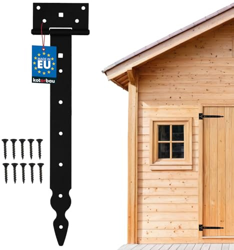KOTARBAU® Kreuzgehänge T-Scharnier Dekorativ Ladenband Pulverbeschichtet Schwarz 350 mm