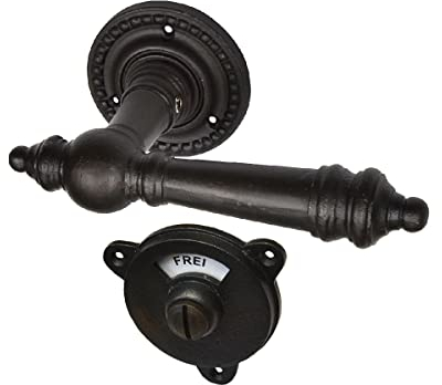 Ventano antiker Türbeschlag Türdrückergarnitur Türklinken und Rosetten für WC-Tür Frei/Besetzt Modell 1900 Eisen schwarz