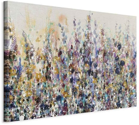 B&D XXL - Akustikbild Wiese Bilder Akustikschaum Hochleistungsschallabsorber Schallschutz Leinwand 1 tlg Wandbild Raumakustik Schalldämmung Blumen Gras Botanik bunt wie gemalt