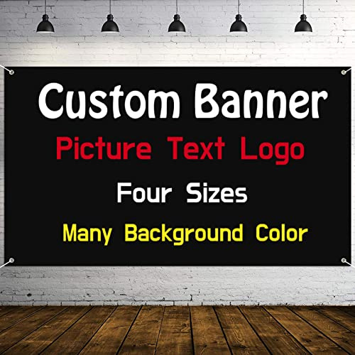 Personalised Banner Photo Custom Flags Sign 150x90cm(approx 5x3ft) with Eyelets for Birthday Party Business Baby Shower Graduation Wedding Anniversary, Customised Celebration Decoration Backdrop
