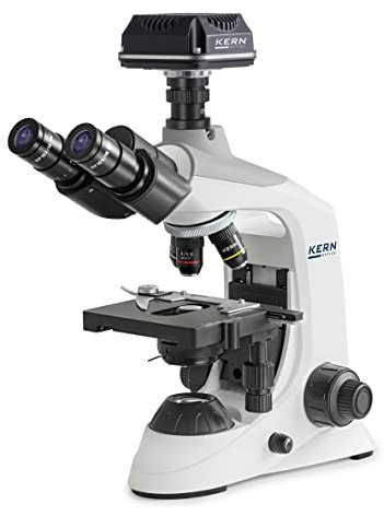 Kern OBE 124C832 - Microscope à lumière transmise, Éclairage: 3W LED (transmet), caméra ODC 832 (5 MP, USB 3.0), Lentille: 4X / 10x / 40x, Oculaire: HWF 10x Ø 18 mm, Système Optique: Finie (DIN)