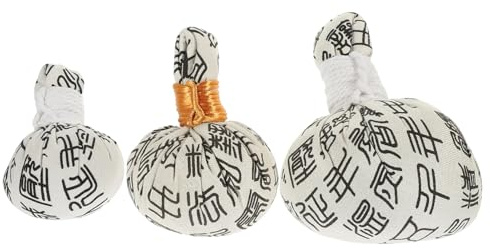 Cabilock 3st Warm Geröstetes Wermutbrötchen Thailändischer Kräutermassageball Thailändischer Kompressenball Bälle Manuelle Rückenmassagegeräte Thai-massage Entspannungsball Handbuch Weiß