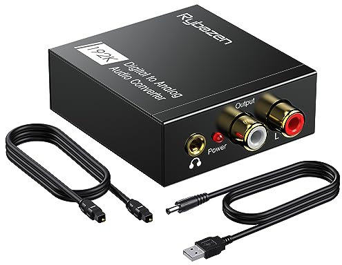 DAC 192KHz Digital to Analog Audio Converter, Optical to RCA Adapter with Optical Coaxial Cable, Toslink Optical to 3.5mm Adapter for PS4 HD DVD Home Cinema Systems