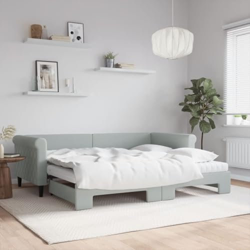 Camerina Tagesbett Ausziehbar mit Matratzen Hellgrau 90x200 cm Tagesbett Ausziehbar Bett Zum Ausziehen Bettgestell Tagesbett Mit Matratze Samt - 3197795