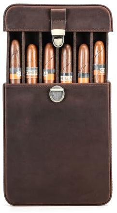 Kontakter 6 cigarrfodral resor, läder låda typ cigarrlåda vintage påse humidor cigarr förvaringsväska för män