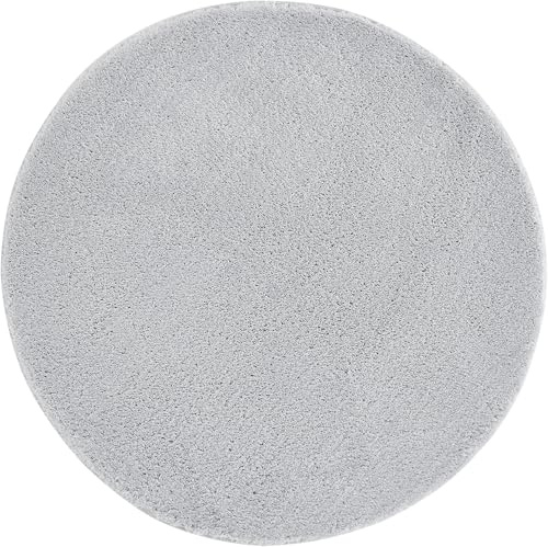 andiamo Badezimmerteppich Arezzo,Badematte, 67 cm Rund, Grau | Badteppich mit Noppen-Rückseite,Duschvorleger aus 100% Polyester,waschbar bei 30°C pflegeleicht