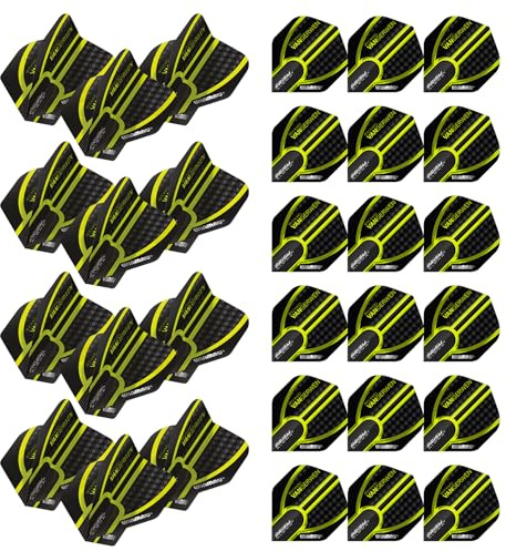 WINMAU MvG Michael Van Gerwen Prism Alpha Dart-Flights, Schwarz und Grün, extra dick, 10 Sets pro Packung (insgesamt 30 Dart-Flights)