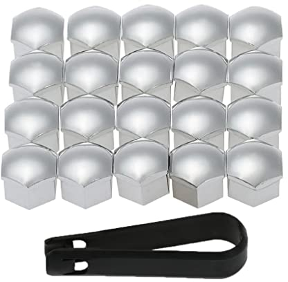 Dickly Set von 20 Stück Silber Radmutterabdeckungen für 17mm Radmuttern