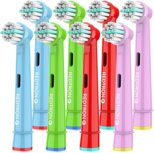 REDTRON Brosse à Dents pour Enfants Compatible avec Oral B - Têtes de Remplacement Souples pour Dents et Gencives Sensibles (Paquet de 8)