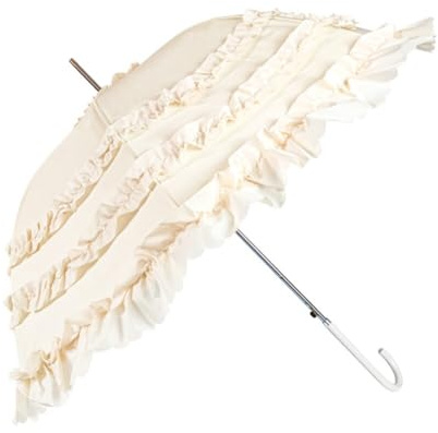 Asudaro Lolita Spitze Prinzessin Regenschirm Frauen Sunproof Sonnenschirm Spitze Blumen Pagode Regenschirm mit Rüschen Für Hochzeit Feier Fotografie Prop Regenschirm,58.5cm*8k Weiß
