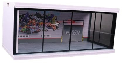 perfk 1:64 Maßstab Parkplatz Vitrine Sammlerstücke Hintergrund Vatertagsgeschenke Fahrzeug Szene Spielzeug für Puppe Modell Autos Layout, Graffiti-